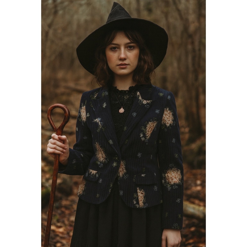 Witchy Whimsigoth Blazer Jacket Dark Cottage Bontanist Artsy Black 8 Medium